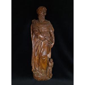 Wooden Sculpture - Saint Matthieu - 18th Century