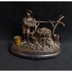Small Bronze Inkwell (19th Century)