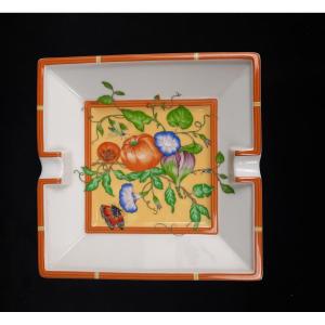 Hermès - Square Pumpkin And Butterfly Porcelain Ashtray / Cup