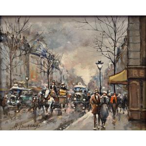 Armand Lourenço (1925-2003) - Oil On Canvas - Rue Saint-antoine, Paris