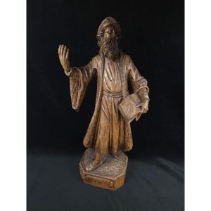 Wooden Sculpture – Saint Cosmas (19th Century)