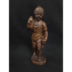 Carved Wooden Putto/winged Cupid - 19th Century