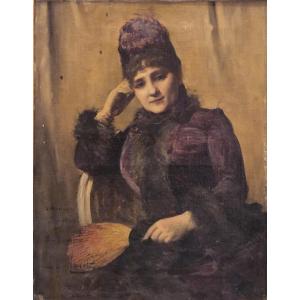 Louis Minet (1841-1923) - Oil On Canvas - Portrait Of A Woman