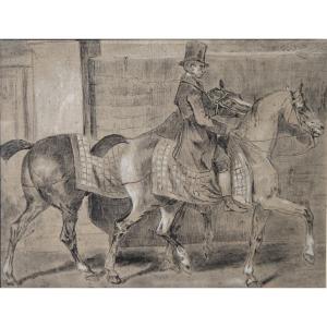 Drawing - Rider In The Riding Arena - School Of Constantin Guys (19th Century)