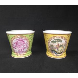 Pair Of Porcelain Cachepots - 20th Century