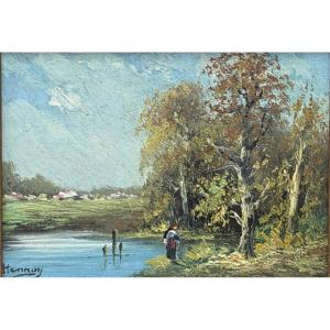 Oil On Panel - Waterscape - 20th Century