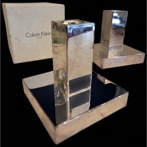 Calvin Klein - Pair Of Silver-plated Candlesticks