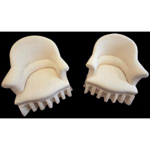 Pair Of Toadstools With Ruffles - Napoleon III Style