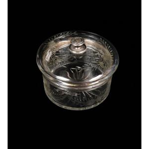 Engraved Crystal And Sterling Silver Bonbonnière - Louis XVI Style (late 19th Century)