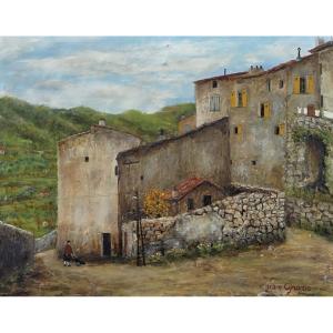 Jean Cyrano (xxth Century) - Oil On Canvas - Under The Ramparts Of Bargemon (var)