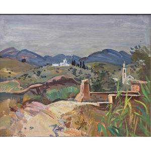 André Planson (1898–1981) - Oil On Panel - Near Reus (spain)