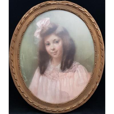 Pastel Young Girl Signed Emilie Landau