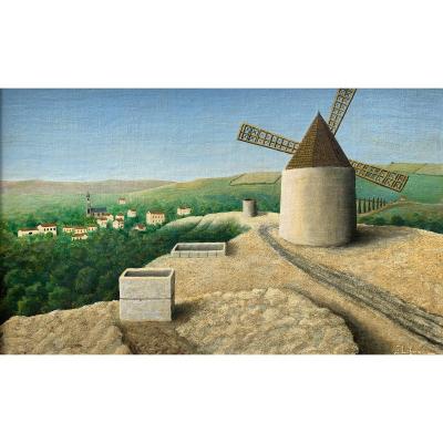 Oil On Canvas - Le Moulins d'Alphonse Daudet - Jules Lefranc (1887-1972)