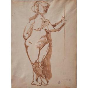 Drawing - Female Nude - By Léopold Survage (1879 - 1968)