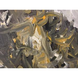 Oil On Canvas - Green Composition - Stacha Halpern (1919 - 1969)