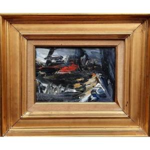 Oil On Wood - Composition - Stacha Halpern (1919 - 1969)