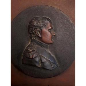 Medallion Of Napoleon In Bust, Bronze - Nineteenth
