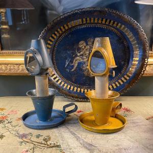 Small Pairs Of Sheet Metal Oil Lamps