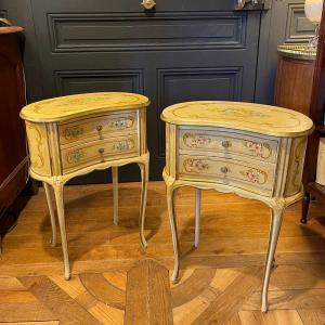 Pair Of Bedside Tables In Painted Wood