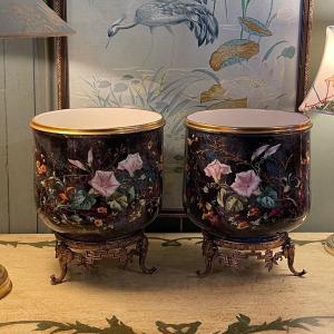 Pair Of Plant Pots With Bindweed Decor