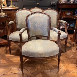 Suite Of Four Louis XVI Cabriolet Armchairs