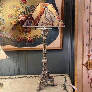 Large Tripod Bronze Lamp, Height 71 Cm