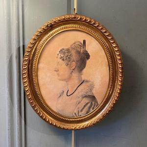 Woman In Profile, Watercolor Early 19th Century