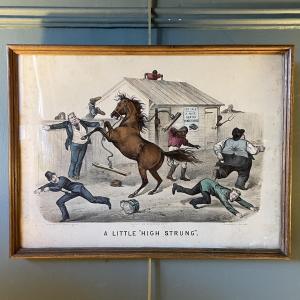 Lithograph, "a Little High Strung" By Thomas Worth Dated 1879