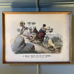 Lithograph, "a Mule Train On An Up Grade" By Thomas Worth Dated 1881