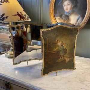Triptych Mirror With Genre Scene Decor