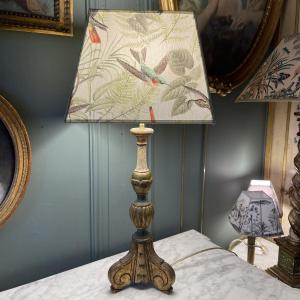 Tripod Lamp In Painted Wood, Height 64 Cm