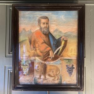 Saint Mark And The Attributes Of The Vine, Pastel Dated 1885