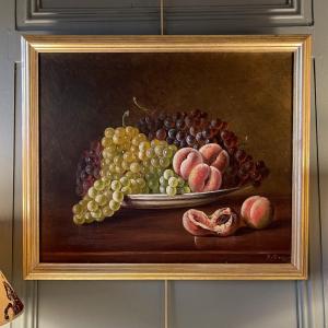 Still Life With Grapes And Peaches, 19th Century