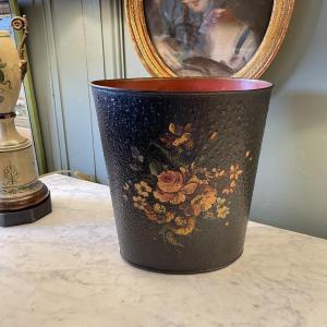 Painted Sheet Metal Wastebasket, Height 30 Cm
