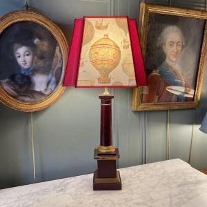 19th Century Painted Sheet Metal Lamp, Height 62 Cm