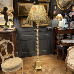 Twisted Painted Wooden Floor Lamp, Height 155 Cm