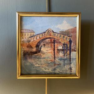 The Rialto Bridge In Venice, Watercolor