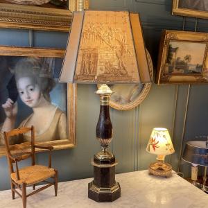 Carcel Lamp In Painted Sheet Metal, 19th Century, Height 75 Cm