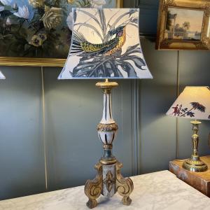 Large Painted Wooden Tripod Lamp No. 2, Height 79 Cm