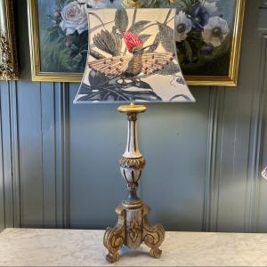 Large Painted Wooden Tripod Lamp No. 1, Height 79 Cm