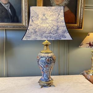 19th Century Porcelain Lamp, Height 67.5 Cm