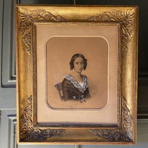 Portrait Of A Lady By Sophie-clémence De Lacazette Dated 1846