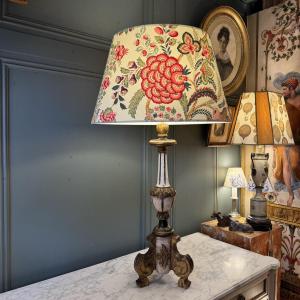 Large Painted Wooden Tripod Lamp, Height 86 Cm