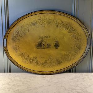 Large Tray In Painted Sheet Metal The Early 19th Century Restauration Period