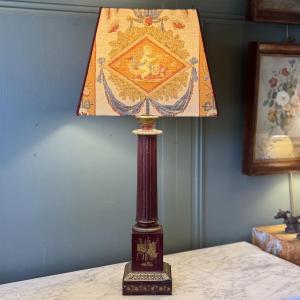 Carcel Lamp In Painted Sheet Metal, 19th Century, Height 74 Cm