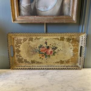 Rectangular Painted Sheet Metal Tray, 50.5 Cm X 25.5 Cm