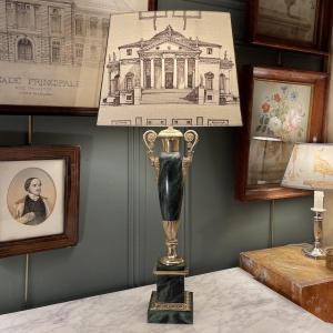 Carcel Lamp In Painted Sheet Metal, 19th Century, Height 76 Cm