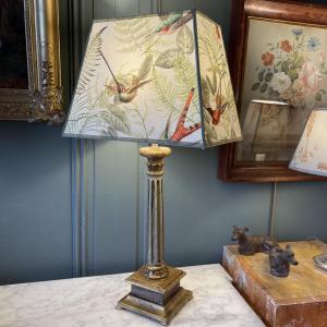 Painted Wooden Lamp, Height 60 Cm