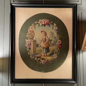 At The Fountain, Aubusson Cardboard, 19th Century