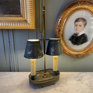 Bouillotte Lamp With Floral Decoration, Height 41.5 Cm